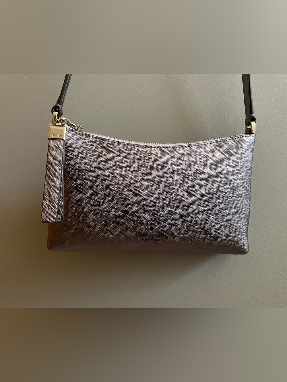 kate spade small Metallic Silver Crossbody Bag